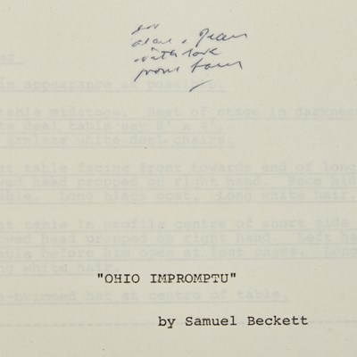 Lot 46 - Inscribed script of Beckett's "Ohio Impromptu" and "Catastrophe"