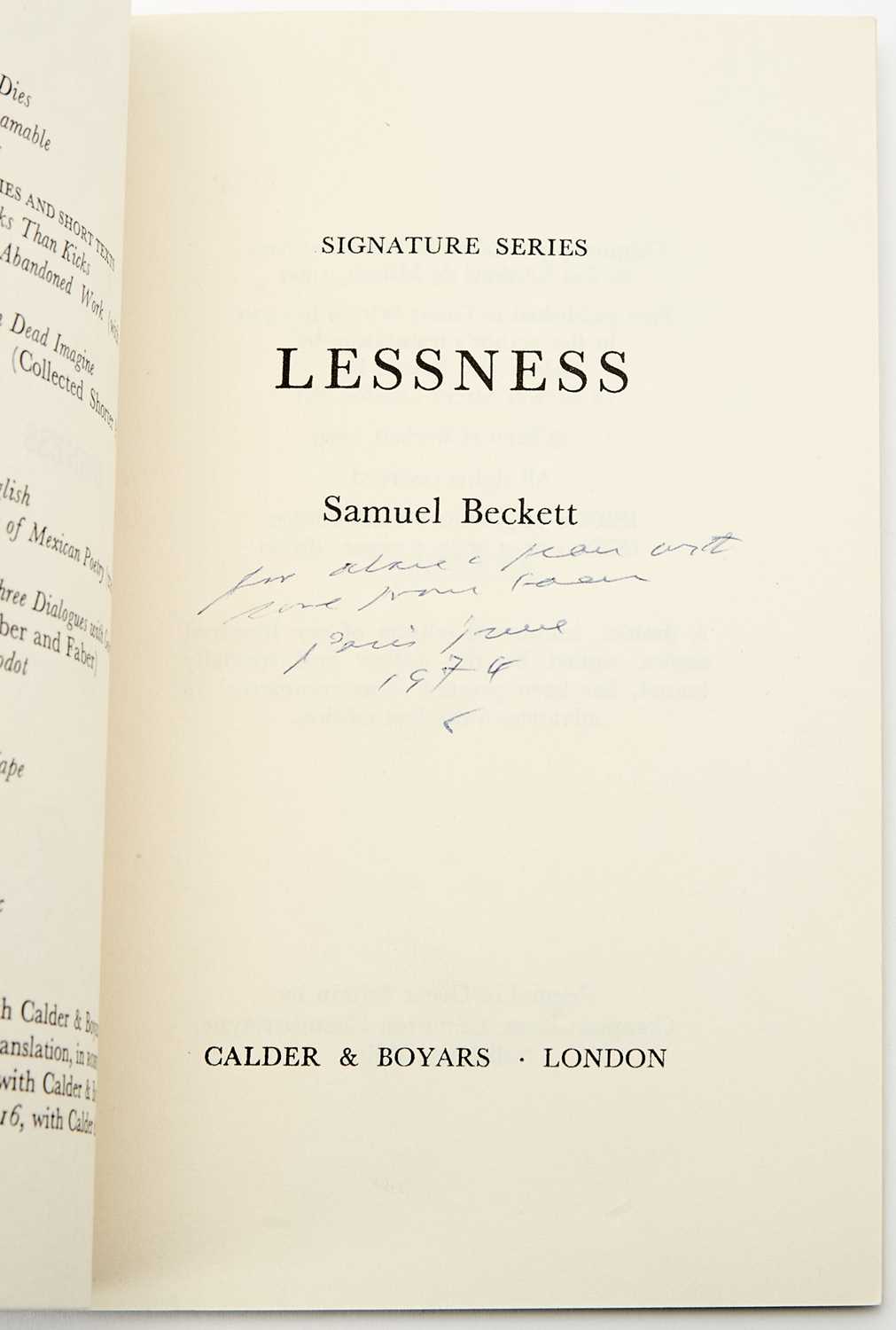 Lot 51 - Four works inscribed to Alan Schneider from Samuel Beckett in the 1970s-80s