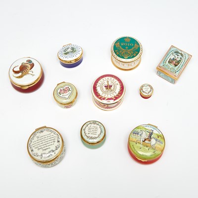 Lot 3328 - Group of Eleven Enamel or Porcelain Boxes