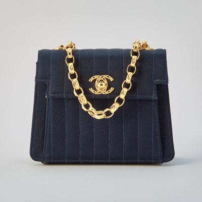 Lot 1188 - Chanel Navy Satin Mini Flap Bag