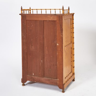 Lot 343 - American Aesthetic Movement Faux Bamboo Maple and Birdseye Maple Tall Chest of Drawers