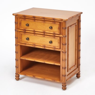Lot 352 - Faux Bamboo Fruitwood Bedside Cabinet