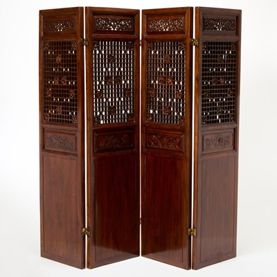 Lot 395 - Asian Style Four Panel Hardwood Screen