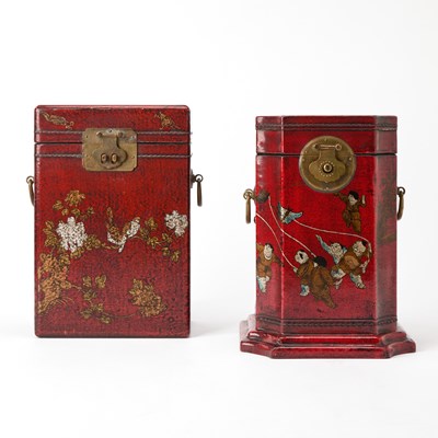 Lot 392 - Two Chinese Style Lacquered Red Boxes