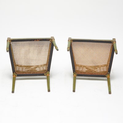 Lot 416 - Pair of George III Green Painted Caned Seat Armchairs