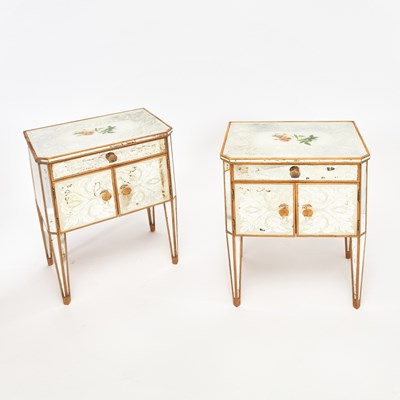 Lot 365 - Pair of Louis XVI Style Mirrored End Cabinets