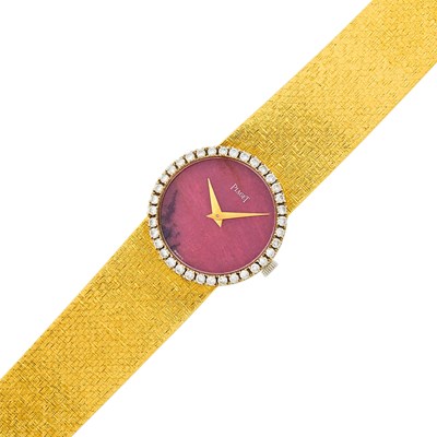 Lot 48 - Piaget Two-Color Gold, Rhodonite and Diamond Wristwatch