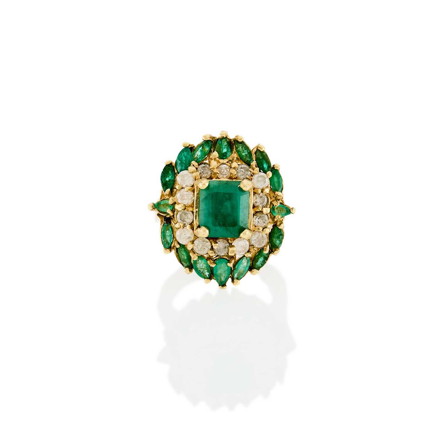 Lot 2245 - Gold, Emerald and Diamond Ring