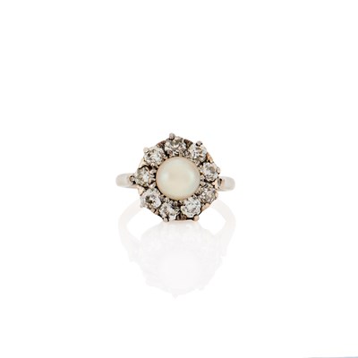 Lot 168 - White Gold, Pearl and Diamond Ring
