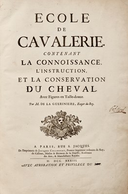 Lot 31 - The first folio edition of Guérinière 's Ecole de Cavalerie