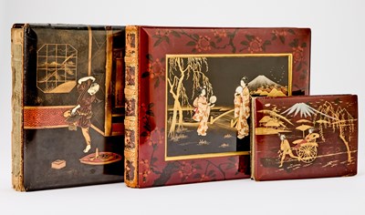 Lot 36 - Three lacquered Japanese photo albums