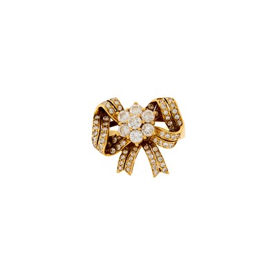 Lot 156 - Gold and Diamond Bow Ring