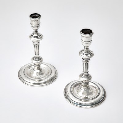 Lot 95 - Pair of Irish Georgian Sterling Silver Candlesticks