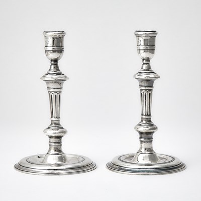 Lot 95 - Pair of Irish Georgian Sterling Silver Candlesticks