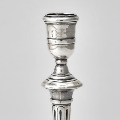 Lot 95 - Pair of Irish Georgian Sterling Silver Candlesticks