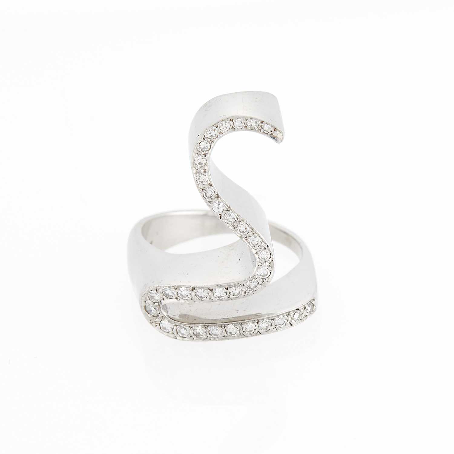 Lot 2316 - White Gold and Diamond Snake Ring
