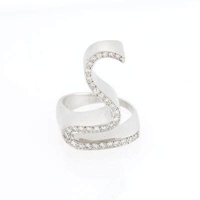 Lot 2316 - White Gold and Diamond Snake Ring