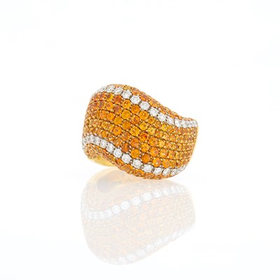 Lot 2326 - Gold, Orange Garnet and Diamond Ring