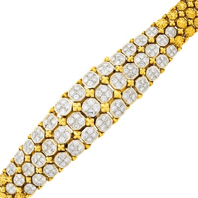Lot 1173 - Two-Color Gold and Diamond Bracelet