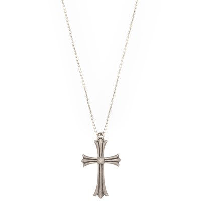 Lot 1306 - Chrome Hearts Silver Cross Pendant with Metal Chain Necklace
