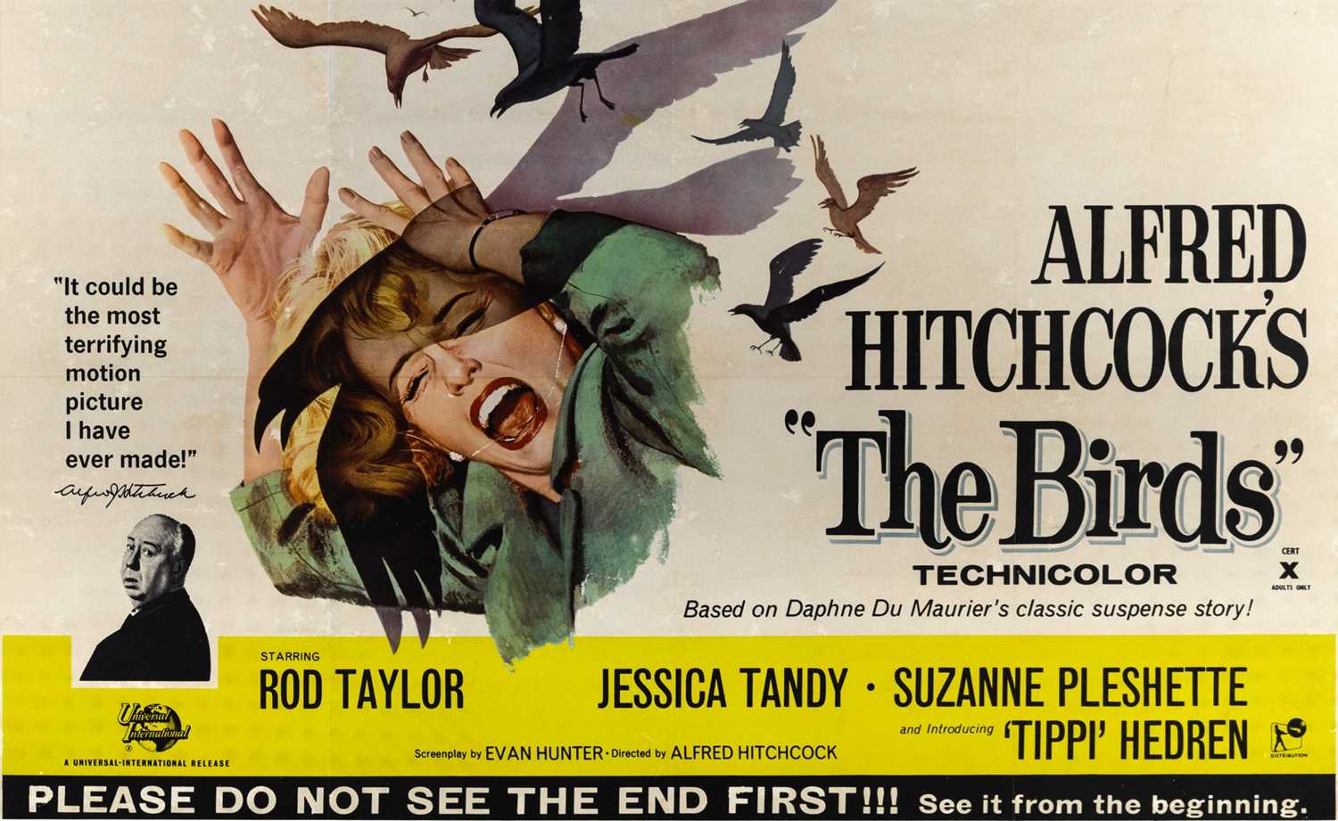 Lot 149 - The very large and uncommon British Quad for Hitchcock's The Birds