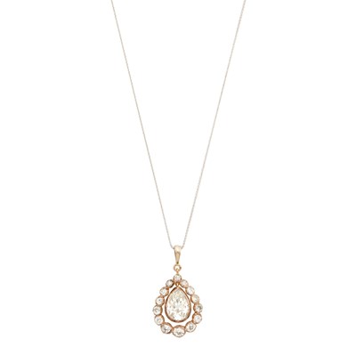 Lot 1077 - Antique Gold and Diamond Pendant with White Gold Chain Necklace