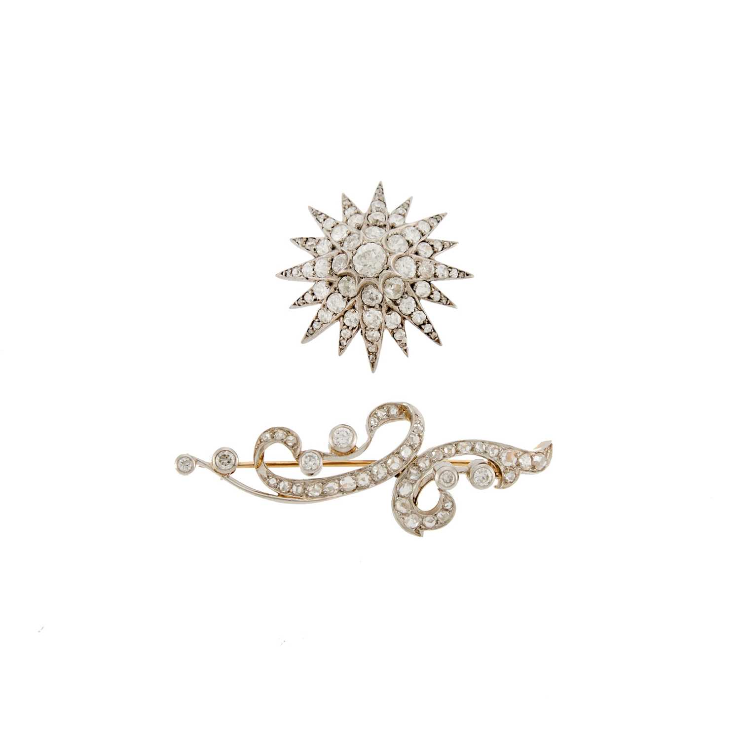 Lot 2313 - Two Gold, Silver, Platinum and Diamond Pins