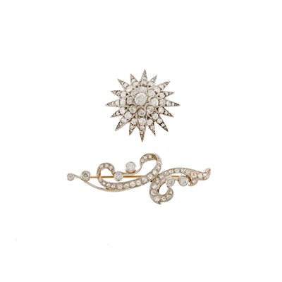 Lot 2313 - Two Gold, Silver, Platinum and Diamond Pins