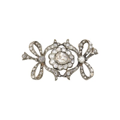 Lot 1064 - Georgian Silver, Gold and Diamond Brooch