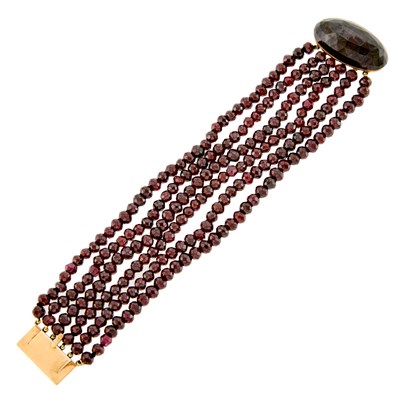 Lot 2301 - Six Strand Garnet Bead Bracelet