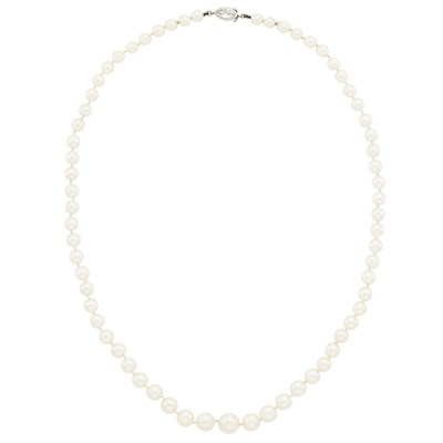 Lot 1203 - Boucheron Paris Cultured Pearl Necklace with Platinum and Diamond Clasp