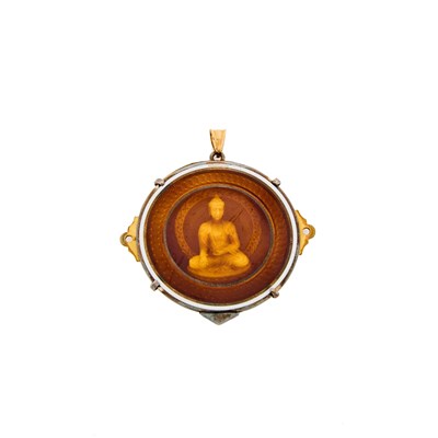 Lot 1250 - Silver-Gilt, Silver and Enamel Medallion Pendant, France