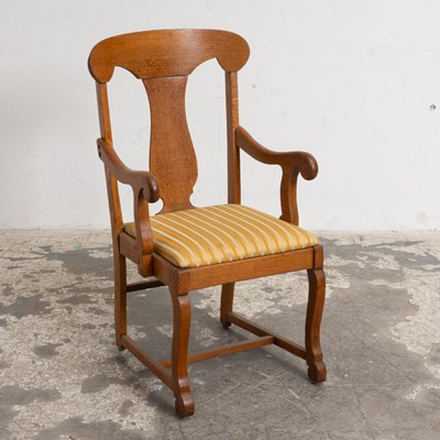 Lot 156 - Upholstered Oak Open Armchair
