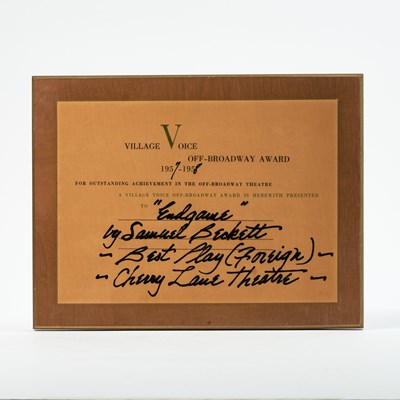Lot 37 - The Village Voice Off-Broadway Best Foreign Play Award Presented for Samuel Beckett's Endgame