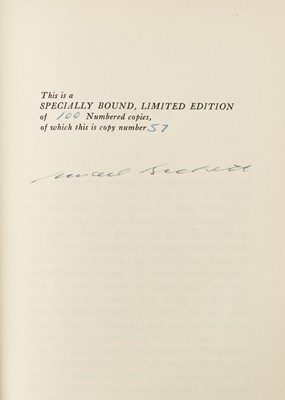 Lot 65 - One of 100 specially bound and signed copies of Samuel Beckett's first novel