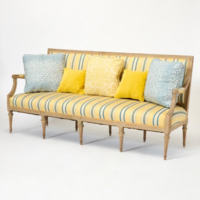 Lot 219 - Louis XVI Style Upholstered Cerused Walnut Settee