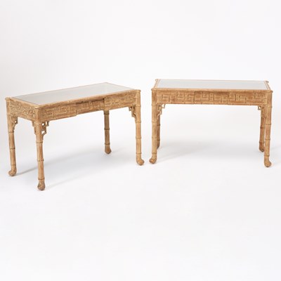 Lot 224 - Pair of Faux Bamboo Painted Pine Display Tables