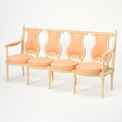 Lot 196 - Louis XVI Style Upholstered Painted Wood Settee