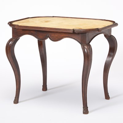 Lot 178 - Italian Rococo Style Suede Inset Oak Side Table