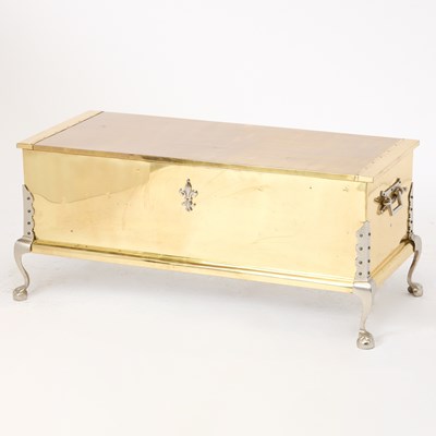 Lot 182 - Colonial Style Brass and Steel Trunk