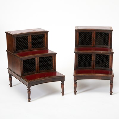 Lot 188 - Pair of Regency Style Leather Inset Mahogany Library Steps