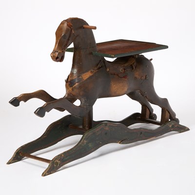 Lot 189 - Novelty Carved and Painted Wood Child's Rocking Horse Mounted as a Table