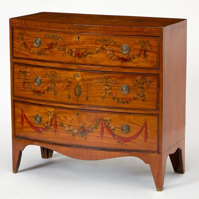 Lot 163 - George III Paint Decorated Satinwood Chest of Drawers