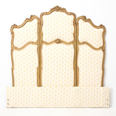 Lot 164 - Louis XV Style Upholstered Carved Wood Three Panel Screen
