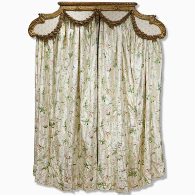 Lot 165 - Louis XVI Style Upholstered and Carved Giltwood Bed Canopy Crown