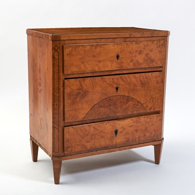 Lot 263 - Biedermeier Fruitwood Bedside Chest of Drawers