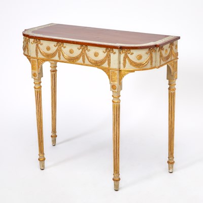 Lot 186 - Neoclassical Italian Painted Mahogany and Parcel Gilt Table