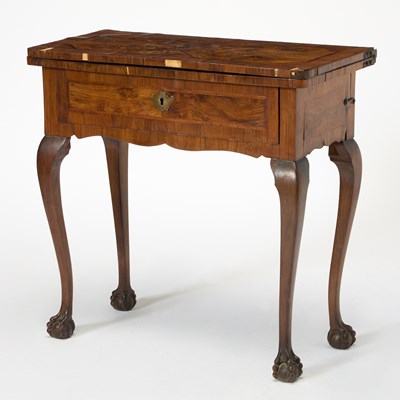 Lot 174 - Italian Rococo Walnut Inlaid Fold Over Games Table