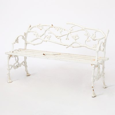 Lot 175 - White Painted Cast Iron Branch Form Bench