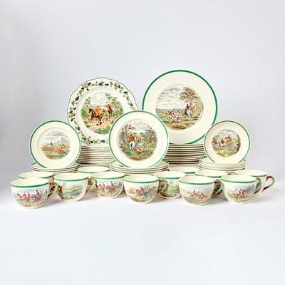 Lot 211 - Copeland Spode Ceramic Transfer Decorated Hunt-Themed Part Dinner Service